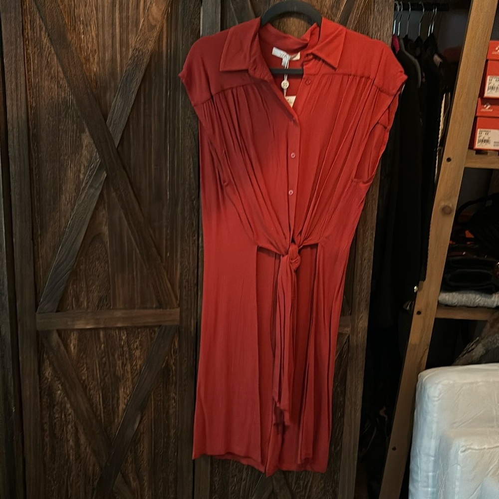 Long tie front shirt